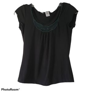 Black Nine West Cap Sleeve Top